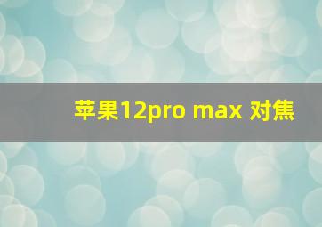 苹果12pro max 对焦